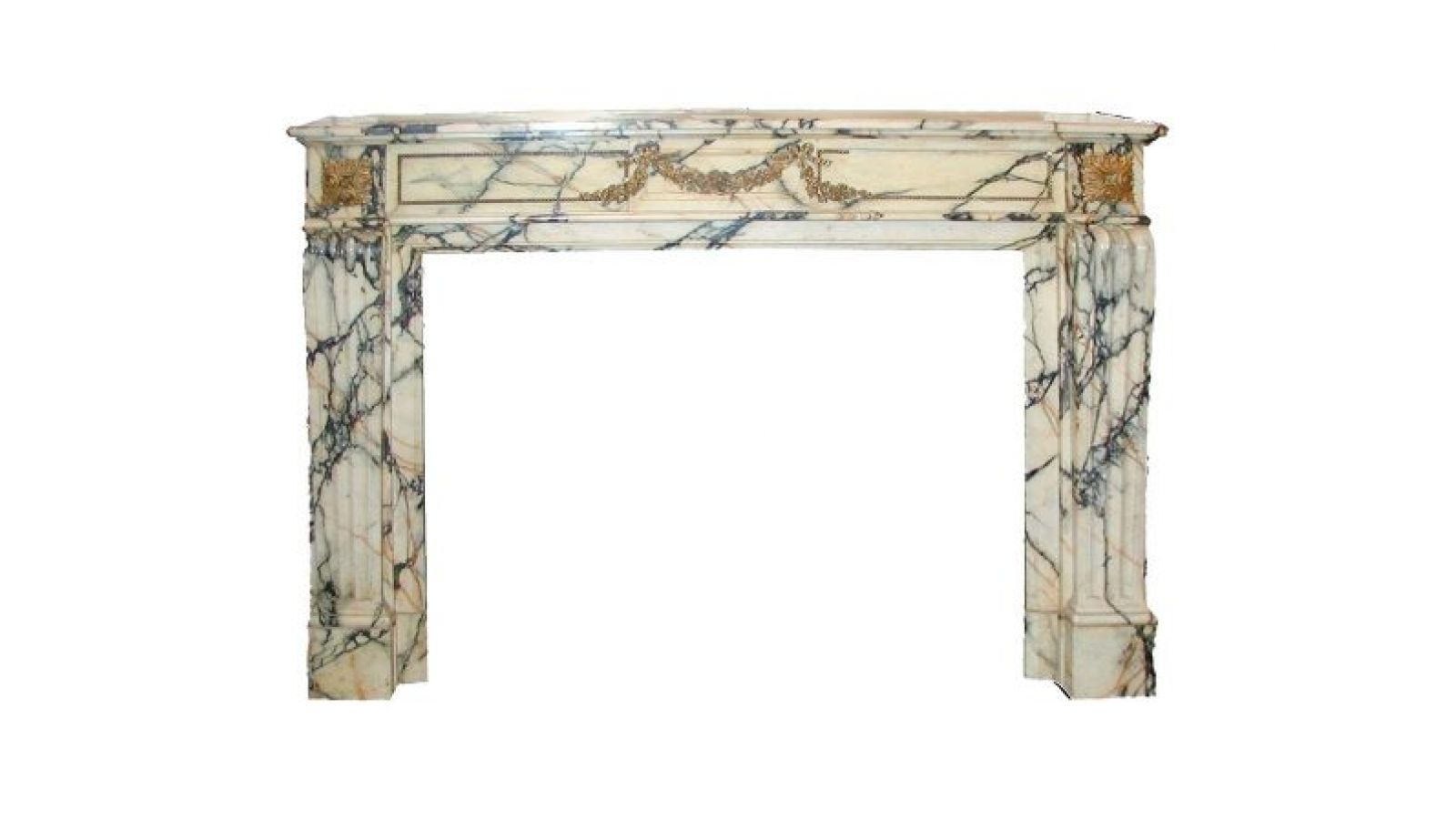 Plaza Hotel Sienna Marble Mantel with Ormulu Details
